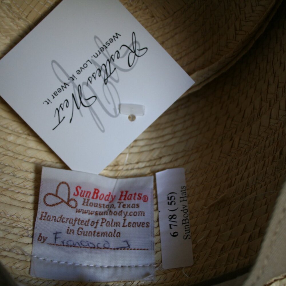 Sun Body Reata Hat 6 7/8 (55) Woven Straw Purple Ribbon - Picture 4 of 9